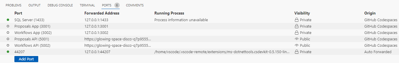 codespace-ports